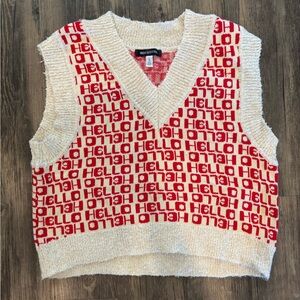 Urban Outfitters Cream and Red Knit Sweater